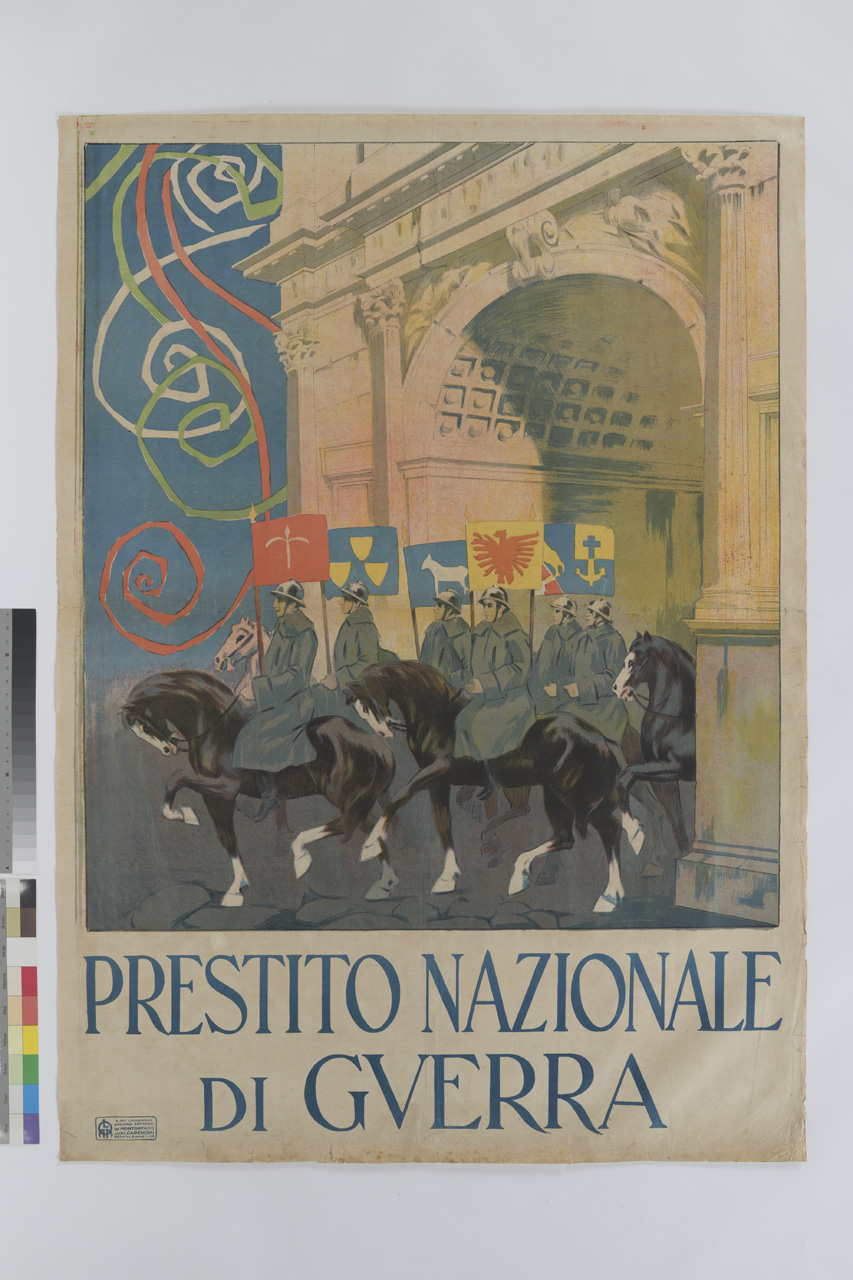 Prestito Nazionale di Guerra, Soldati a cavallo vicino ad arco di trionfo (manifesto) - ambito italiano (XX)