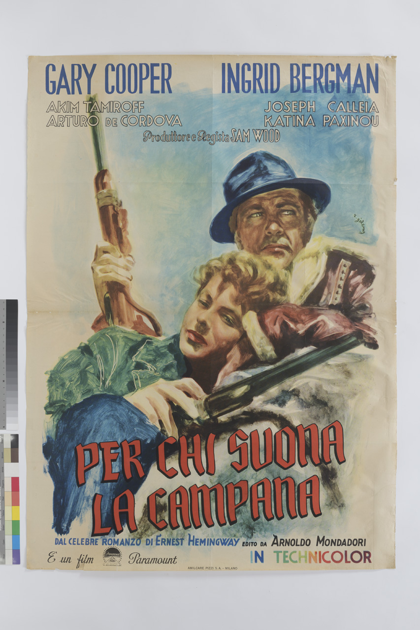 Per chi suona la campana, Coppia abbracciata con armi in pugno (manifesto) di Geleng Rinaldo (XX)