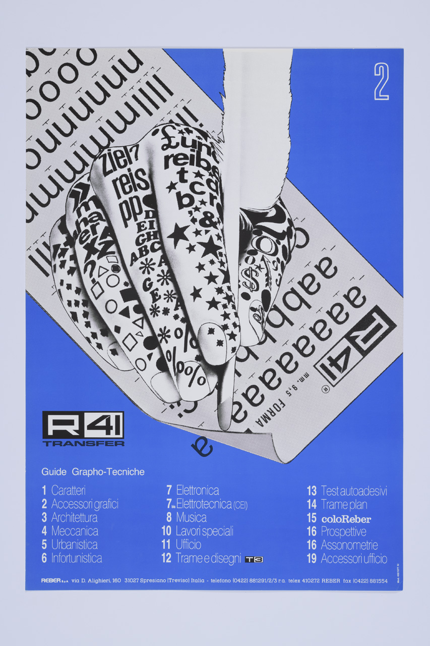 R41 Transfer, Mano ricoperta di carattteri trasferibili scrive con una penna d'oca (manifesto) - ambito italiano (XXI)