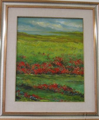 Paesaggio con fiori (dipinto) di Marinelli Flavio (XX)