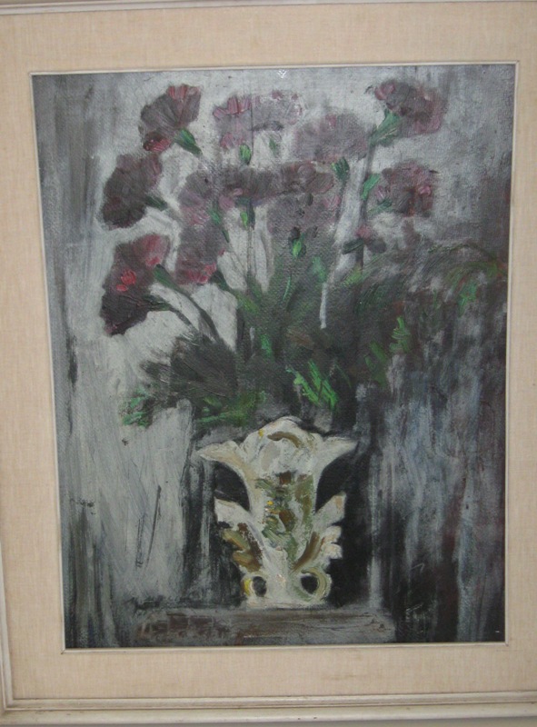 Garofani, Vaso di fiori (dipinto) di Melis Melkiorre (XX)