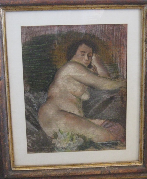 Figura femminile nuda con fiori (dipinto) di Palazzi Berrnardino (XX)