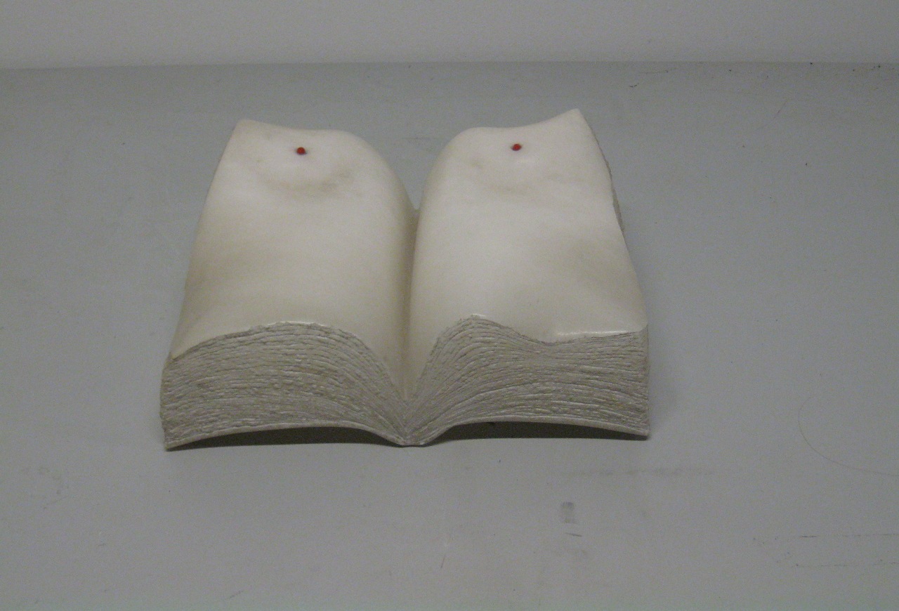 libro aperto e seno femminile (scultura) di Meloni Giuseppe detto Meloniski da Villacidro (XX)