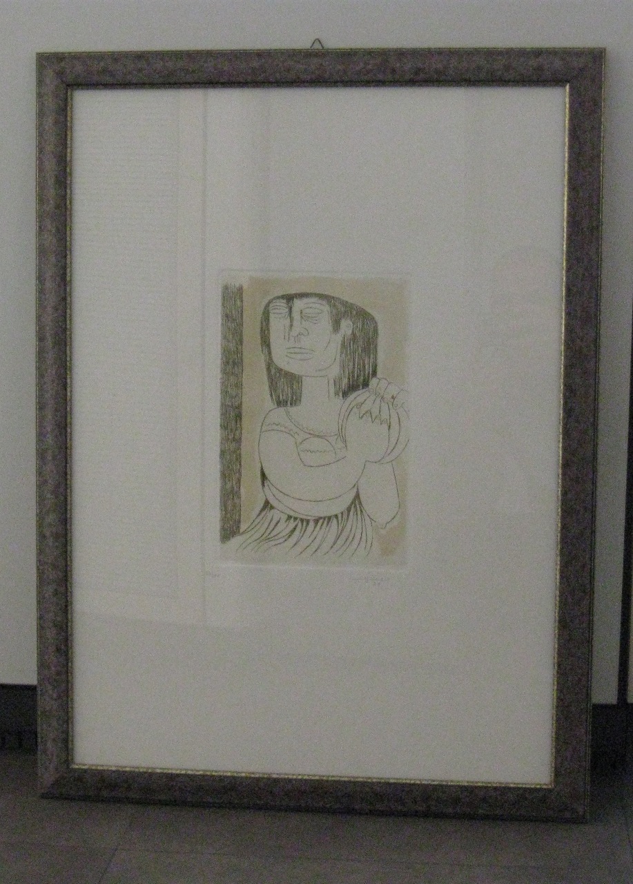 figura femminile con melone (stampa) di Migneco Giuseppe, Migneco Giuseppe, Migneco Giuseppe (XX)