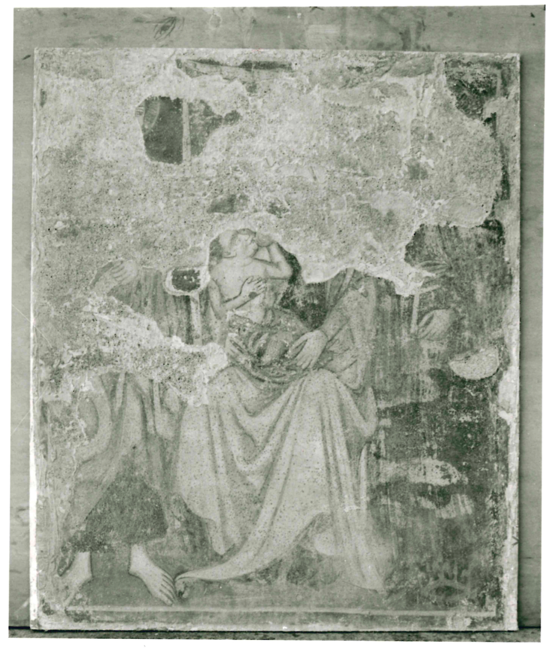 Madonna in trono con Bambino tra i santi Giovanni Battista e Ludovico di Tolosa (dipinto) di Maestro di San Giacomo della Vittoria ad Alessandria (attribuito) - ambito Italia nord-occidentale (fine/ inizio XIV-XV)