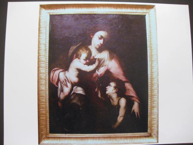 Madonna con Bambino e San Giovannino (dipinto) di Vaccaro Andrea (bottega) (XVII)