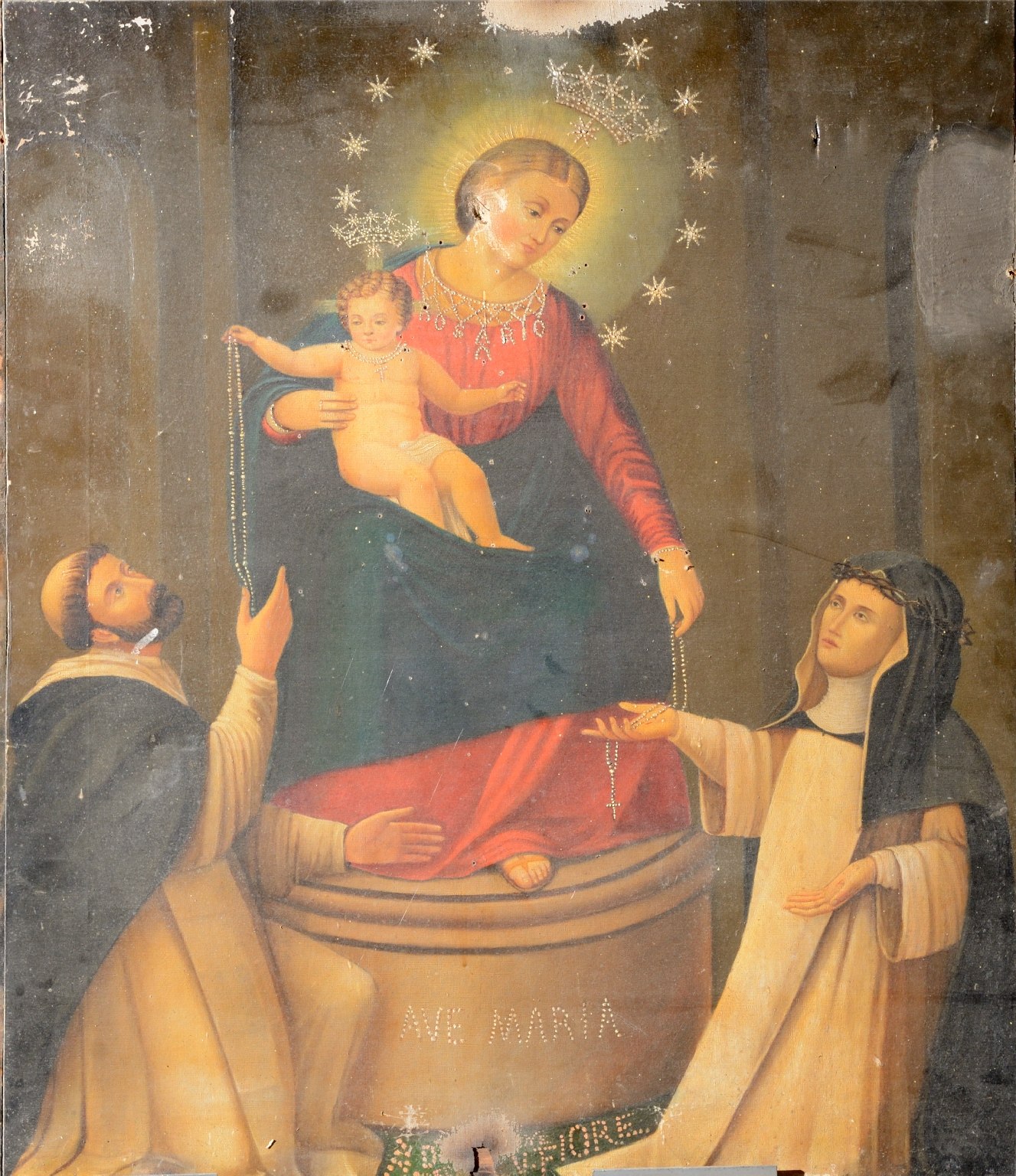 Madonna del Rosario con San Domenico e Santa Caterina da Siena (dipinto) - ambito campano (seconda metà XIX)
