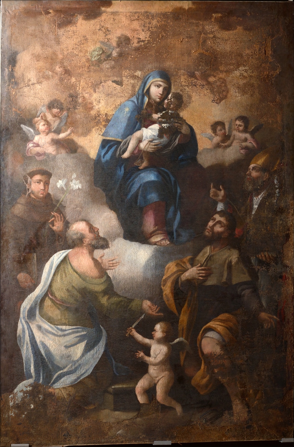 Madonna del Carmelo tra Sant'Antonio da Padova, San Bartolomeo, San Giacomo,San Rocco e Santo Vescovo (dipinto) - ambito napoletano (metà XVIII)