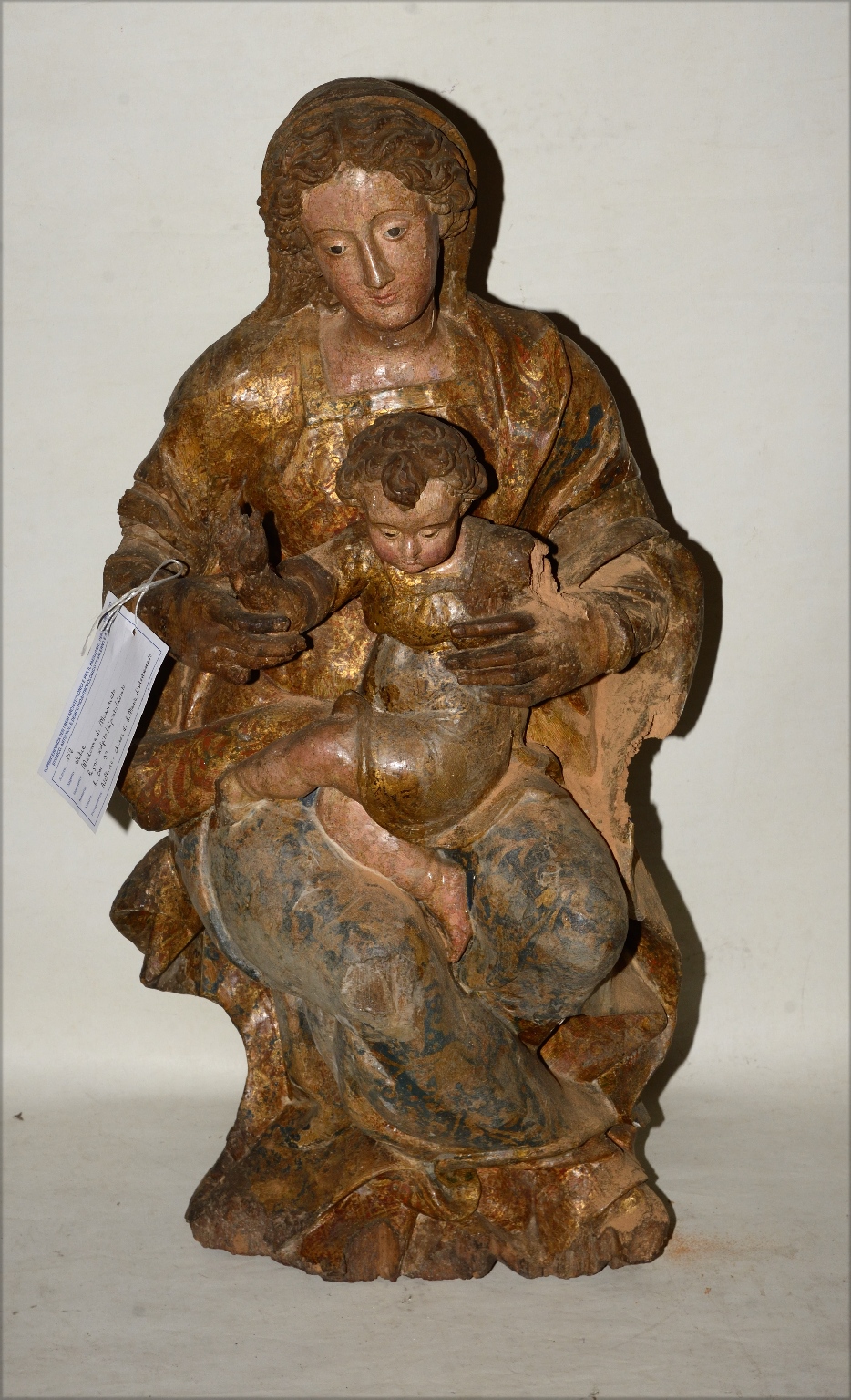 Madonna di Monserrato, madonna con bambino (statua) - bottega napoletana (fine/ inizio XVI-XVII)