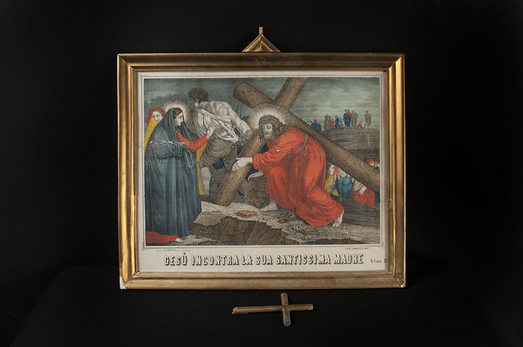 Stazione IV: Gesù incontra la sua santissim madre (stazione di Via Crucis, serie) di Sabatelli Luigi, Pedrinelli - ambito Italia centro-settentrionale (seconda metà sec. XIX)