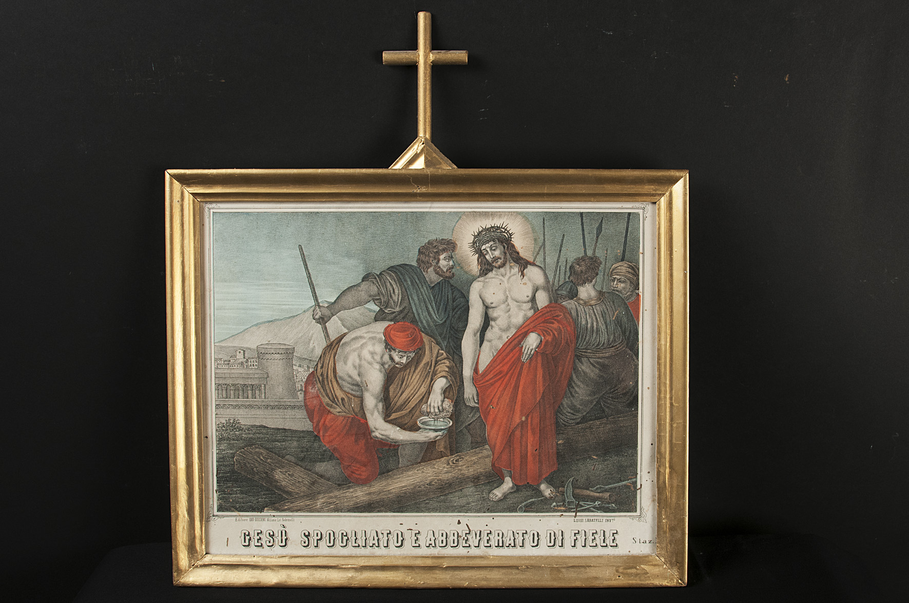 Stazione X: Gesù spogliato e abbeverato di fiele (stazione di Via Crucis, serie) di Sabatelli Luigi, Pedrinelli - ambito Italia centro-settentrionale (seconda metà sec. XIX)