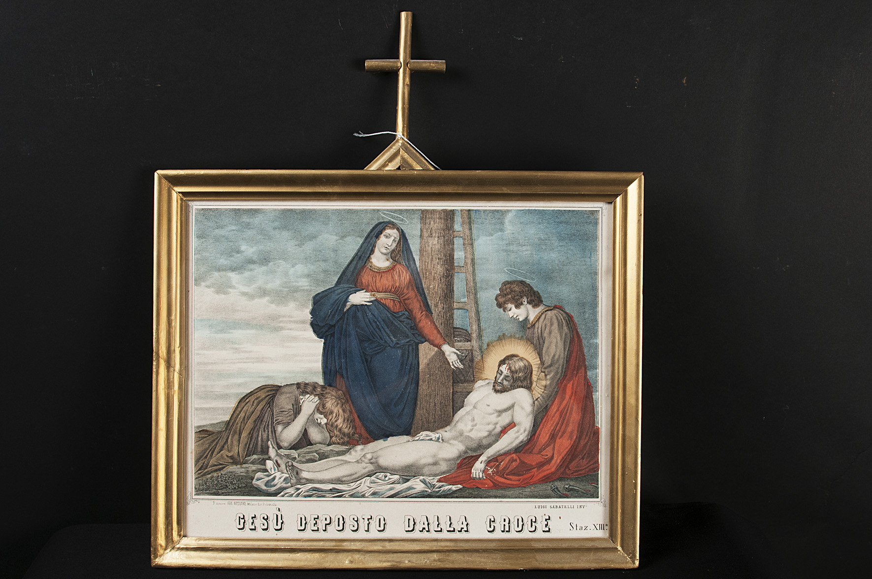 Stazione XIII: Gesù deposto dalla croce (stazione di Via Crucis, serie) di Sabatelli Luigi, Pedrinelli - ambito Italia centro-settentrionale (seconda metà sec. XIX)