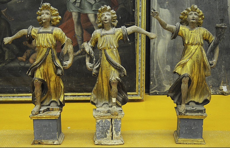 Angeli portacero (scultura lignea, serie) - bottega Italia centrale (seconda metà XVI)