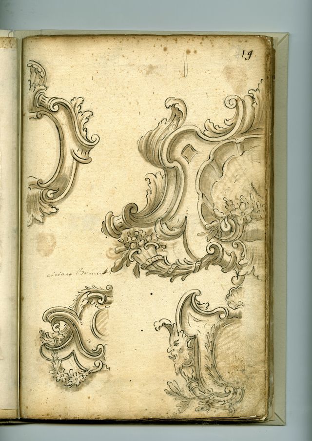 studi di elementi decorativi (taccuino di disegni, elemento d'insieme) di Brunetti Ciriaco (attribuito) - ambito molisano (XVIII)