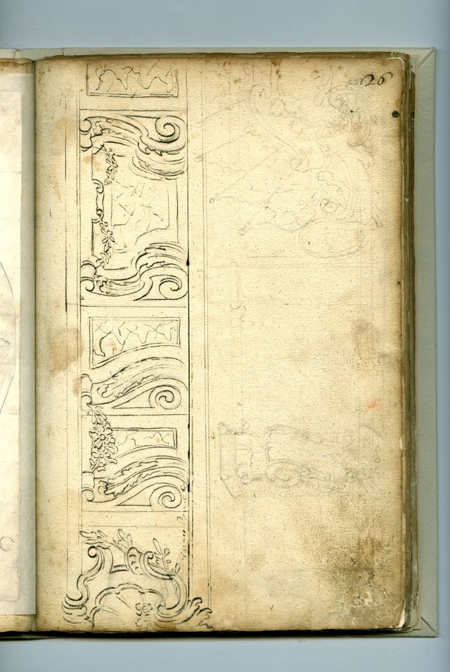 studi di volute (taccuino di disegni, elemento d'insieme) di Brunetti Ciriaco (attribuito) - ambito molisano (XVIII)