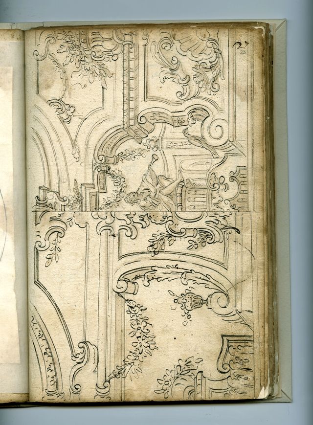 due studi di decorazioni (taccuino di disegni, elemento d'insieme) di Brunetti Ciriaco (attribuito) - ambito molisano (XVIII)