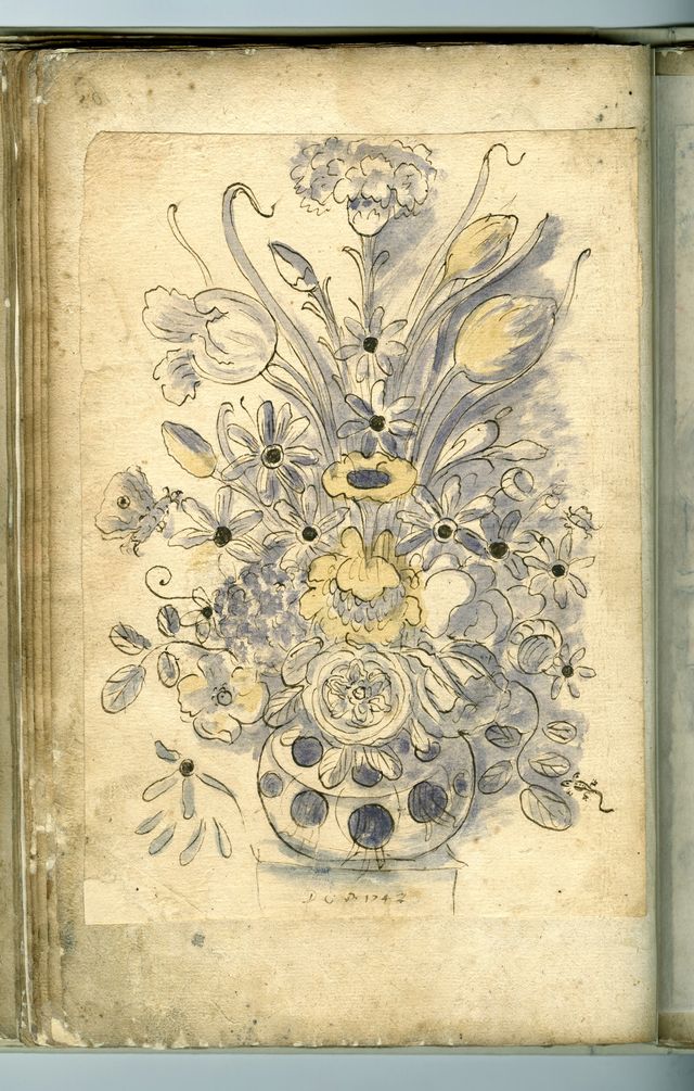 vaso di fiori (taccuino di disegni, elemento d'insieme) di Brunetti Ciriaco (attribuito) - ambito molisano (XVIII)