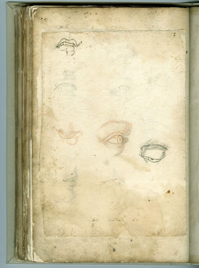 studio di occhi e bocche (taccuino di disegni, elemento d'insieme) di Brunetti Ciriaco (attribuito) - ambito molisano (XVIII)