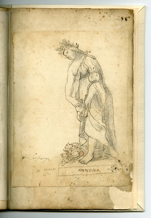 Allegoria dell'Annona (taccuino di disegni, elemento d'insieme) di Brunetti Ciriaco (attribuito) - ambito molisano (XVIII)