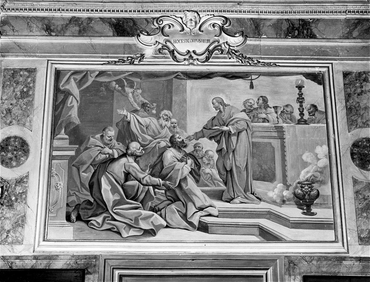 istituzione dell'Eucaristia (dipinto murale) di Fabbroni Giacinto (metà sec. XVIII)