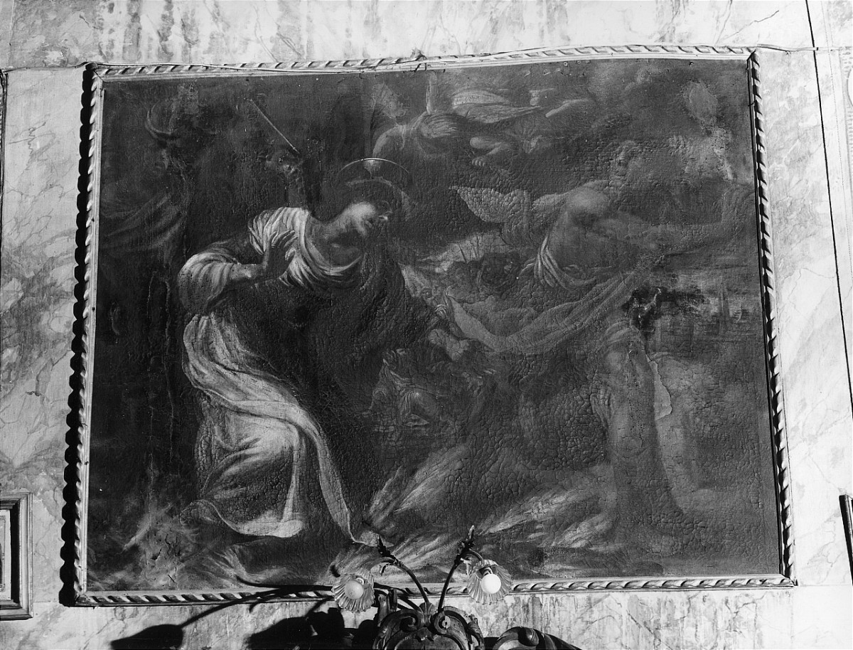 Santa Lucia salvata dal rogo (dipinto) di Laschi Michele da Fiesole (terzo quarto sec. XVII)