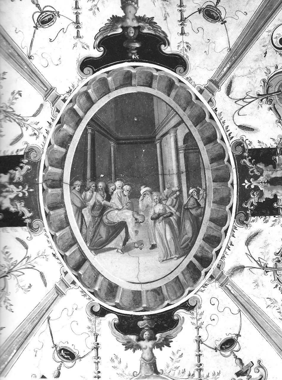 Cristo e l'adultera (dipinto murale) - ambito fiorentino (secc. XVI/ XVII)