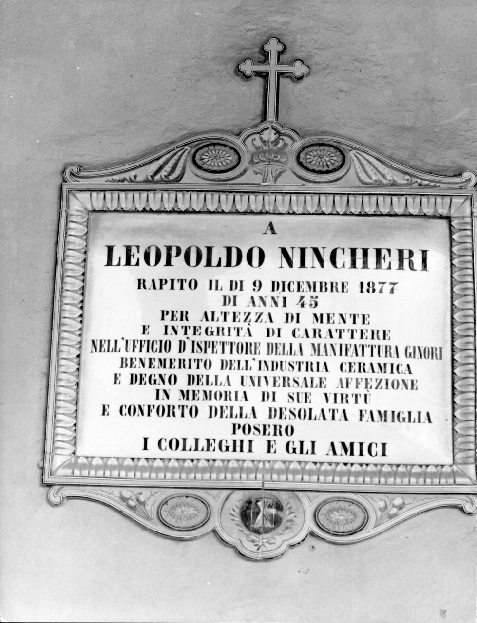 lapide commemorativa di Manifattura Ginori di Doccia (sec. XIX)