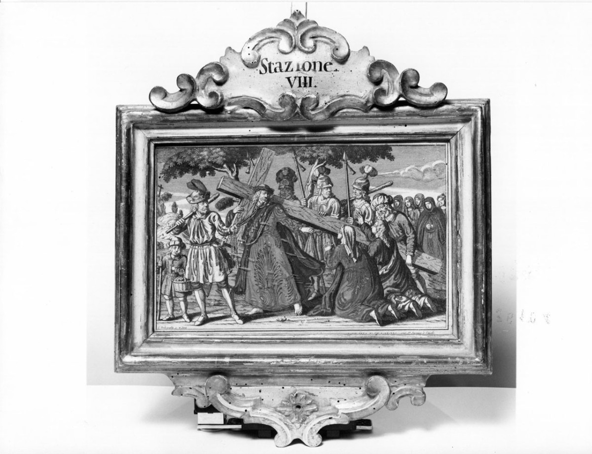 stazione VIII: Gesù consola le donne di Gerusalemme (stampa, elemento d'insieme) di Dubercelle F (sec. XVIII)