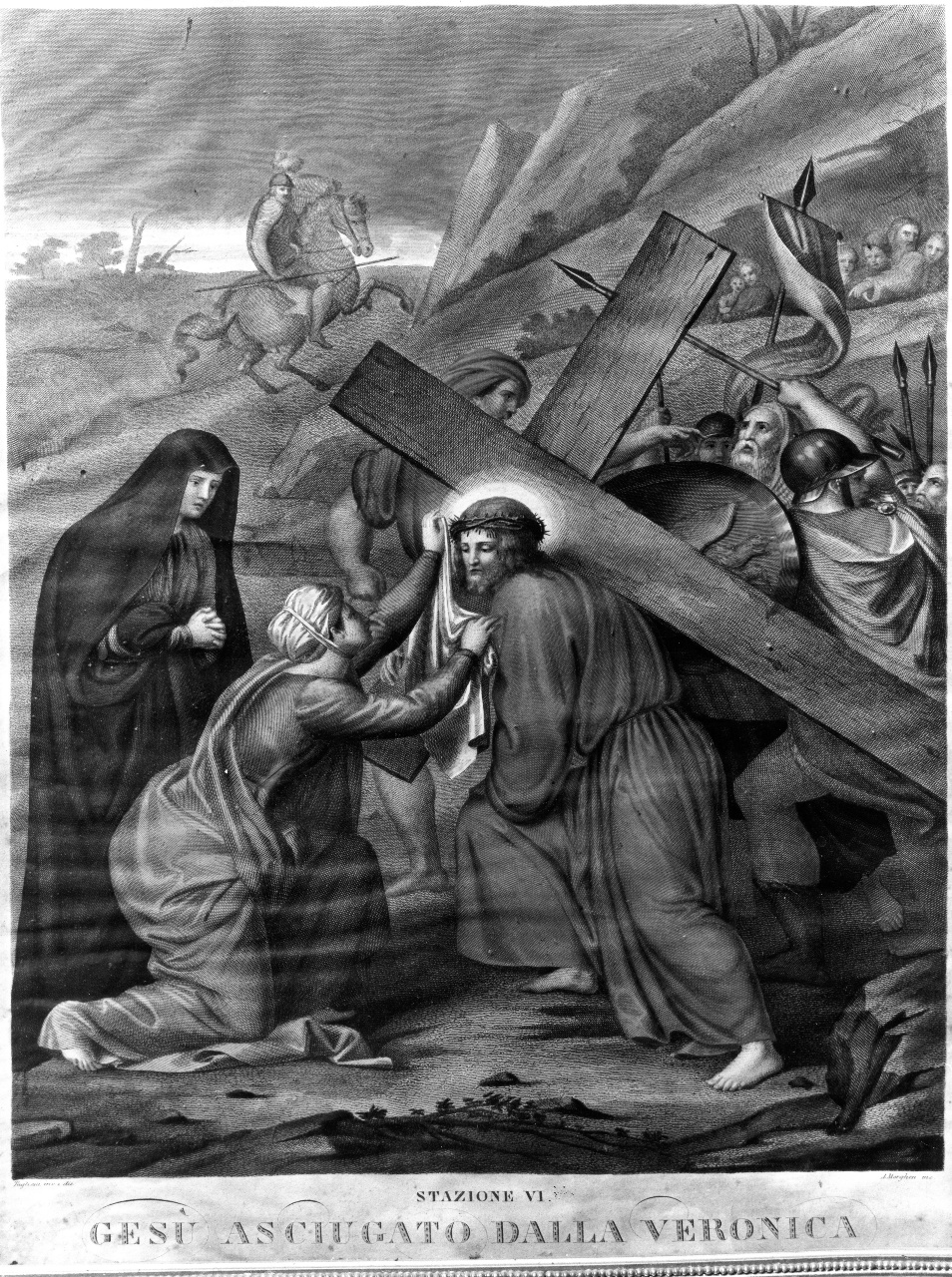 stazioni della via crucis (stampa composita, serie) di Morghen Antonio (sec. XIX)