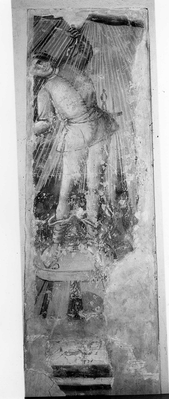 giovane cavaliere (dipinto murale, frammento) - ambito toscano (ultimo quarto sec. XV)