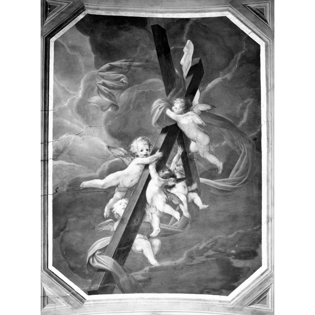 angeli reggenti la croce (dipinto murale) di Franceschini Baldassarre detto Volterrano (ultimo quarto sec. XVII)
