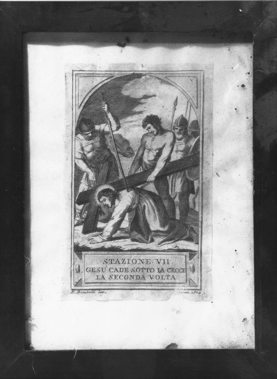 stazione VII: Gesù cade sotto la croce la seconda volta (stampa) di Bombelli Pietro Leone (sec. XIX)