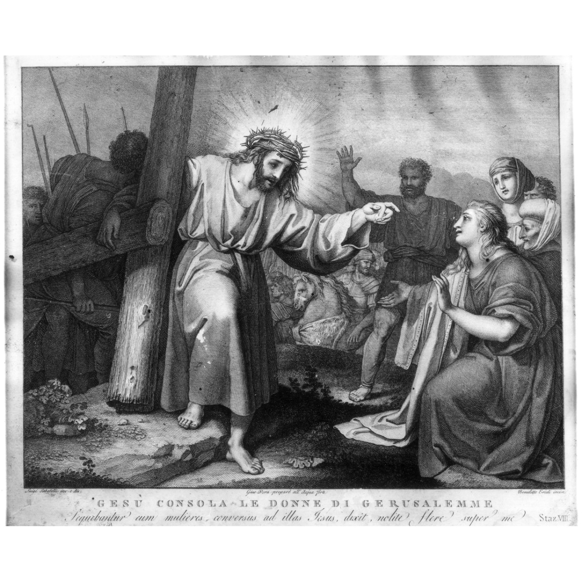 stazione VIII: Gesù consola le donne di Gerusalemme (stampa) di Eredi Benedetto, Sabatelli Luigi (fine/ inizio secc. XVIII/ XIX)