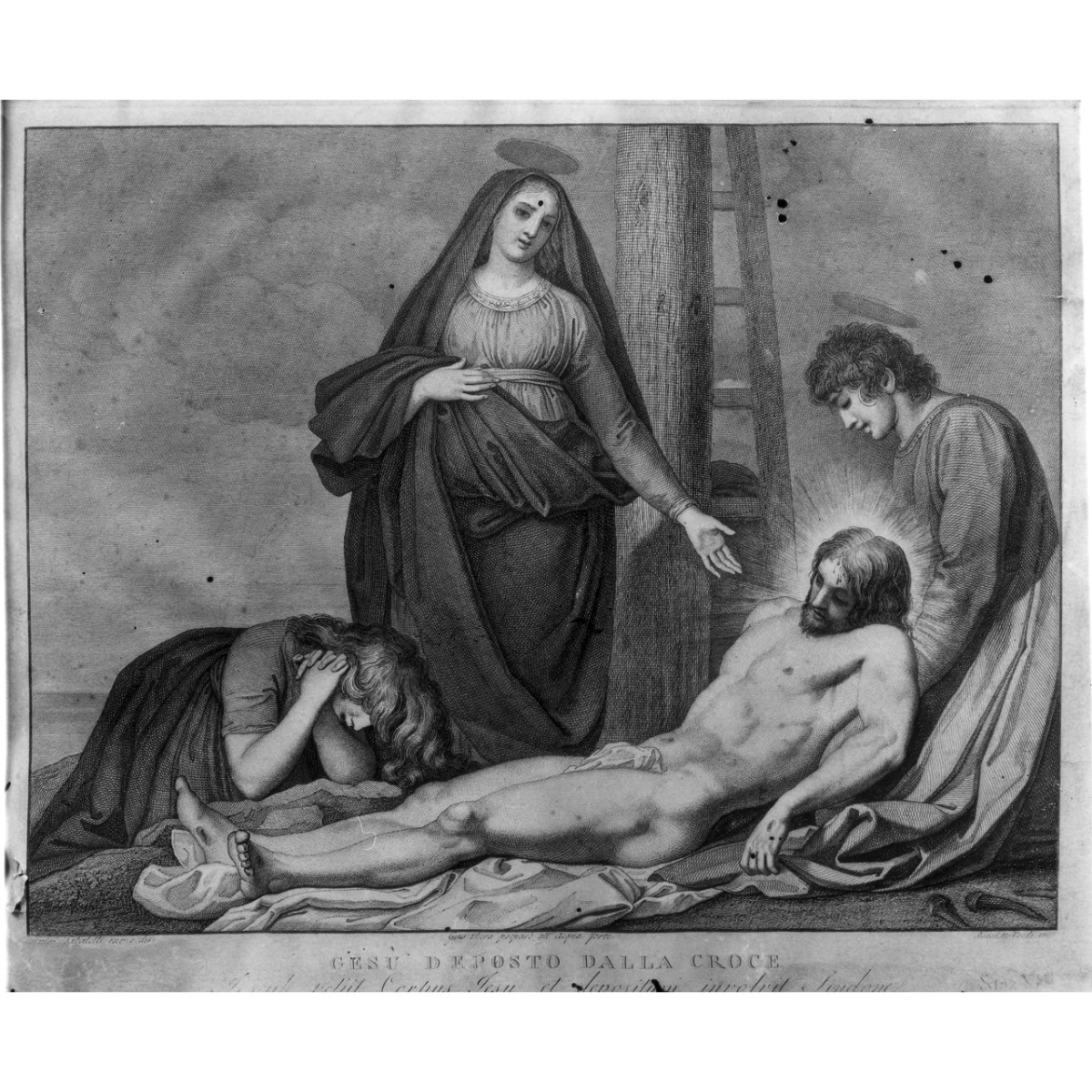 stazione XIII: Gesù deposto dalla croce (stampa) di Sabatelli Luigi, Eredi Benedetto (fine/ inizio secc. XVIII/ XIX)