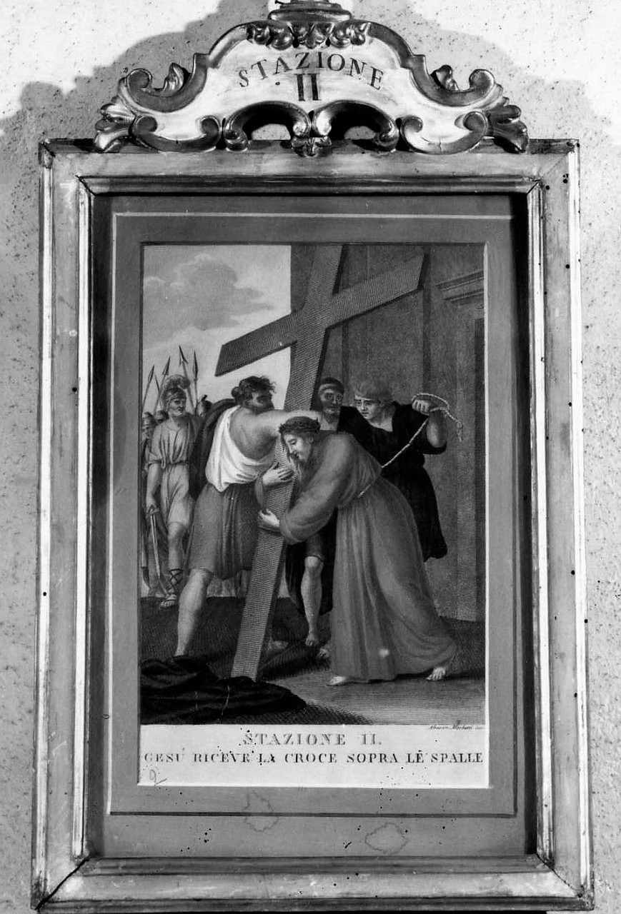 stazione II: Gesù caricato della croce (stampa, serie) di Mochetti Alessandro (fine/ inizio secc. XVIII/ XIX)