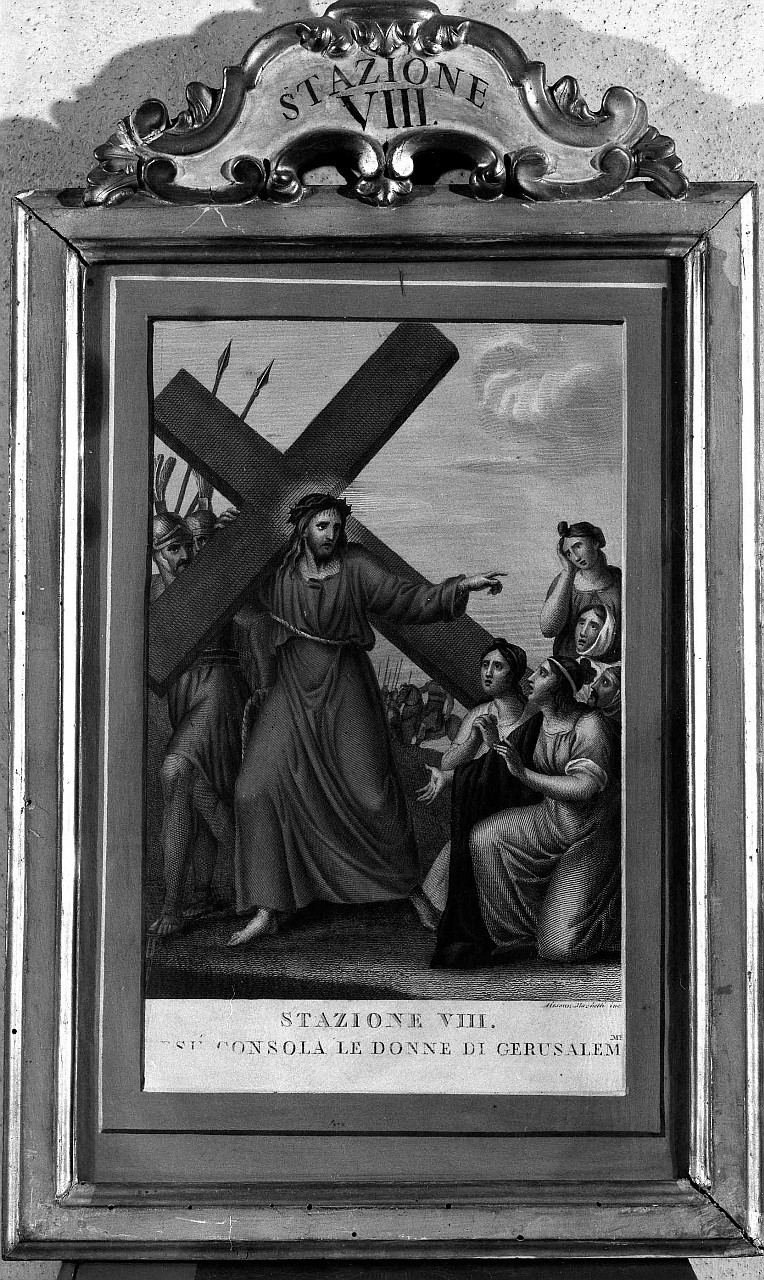 stazione VIII: Gesù consola le donne di Gerusalemme (stampa, serie) di Mochetti Alessandro (fine/ inizio secc. XVIII/ XIX)