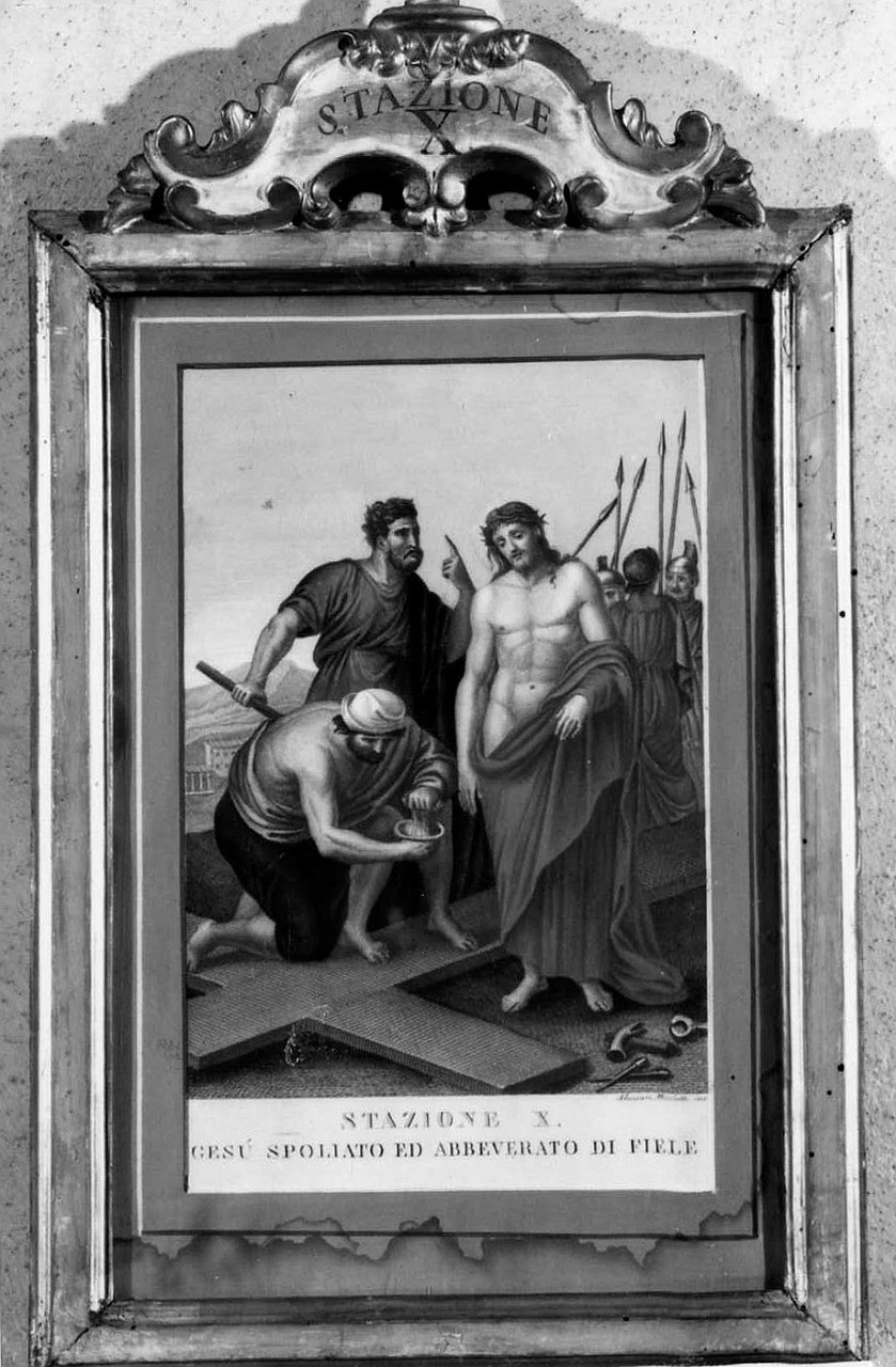 stazione X: Gesù spogliato e abbeverato di fiele (stampa, serie) di Mochetti Alessandro (fine/ inizio secc. XVIII/ XIX)