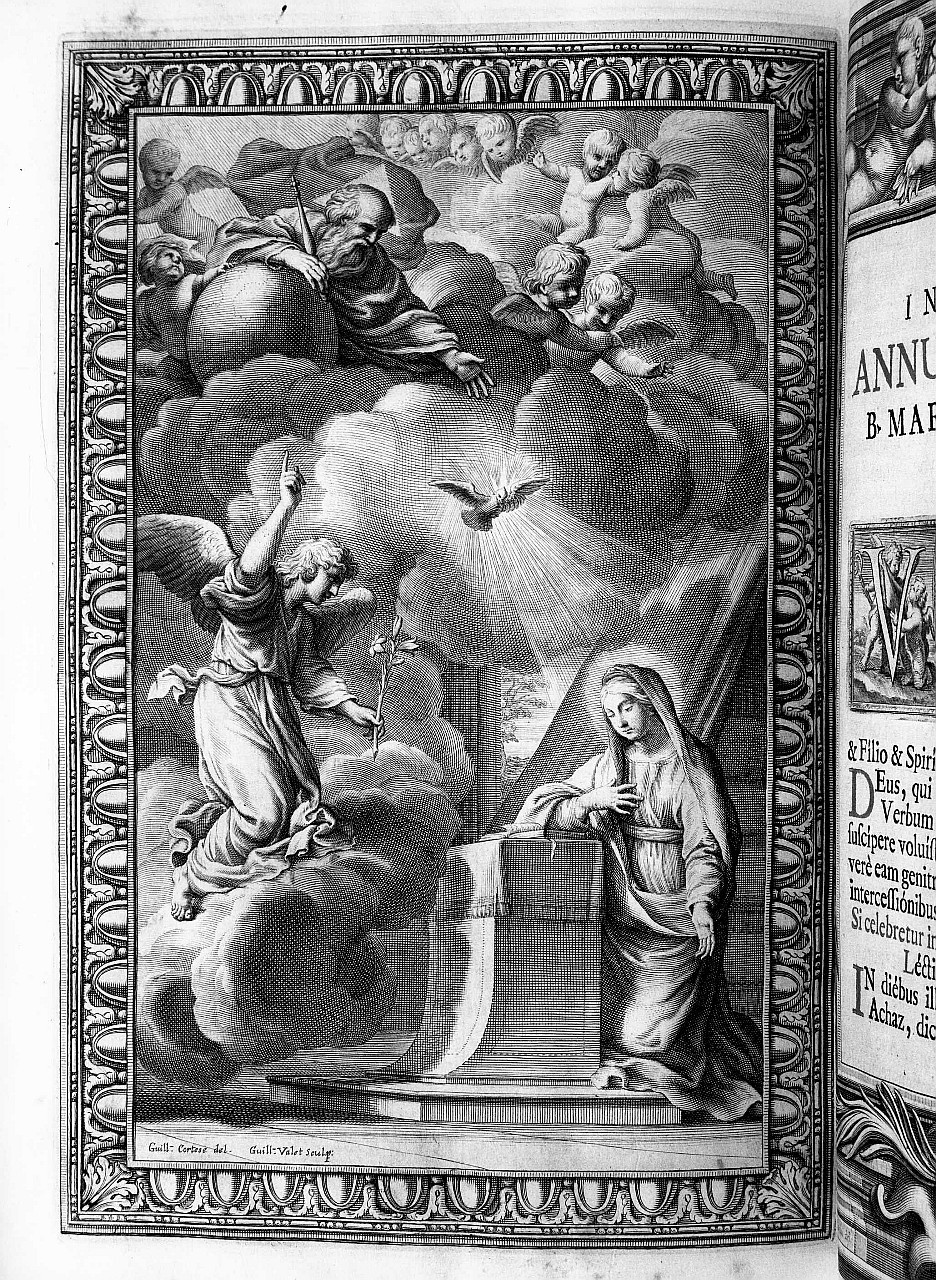 Annunciazione (stampa) di Courtois Guillaume detto Borgognone, Valet Guillaume (sec. XVII)