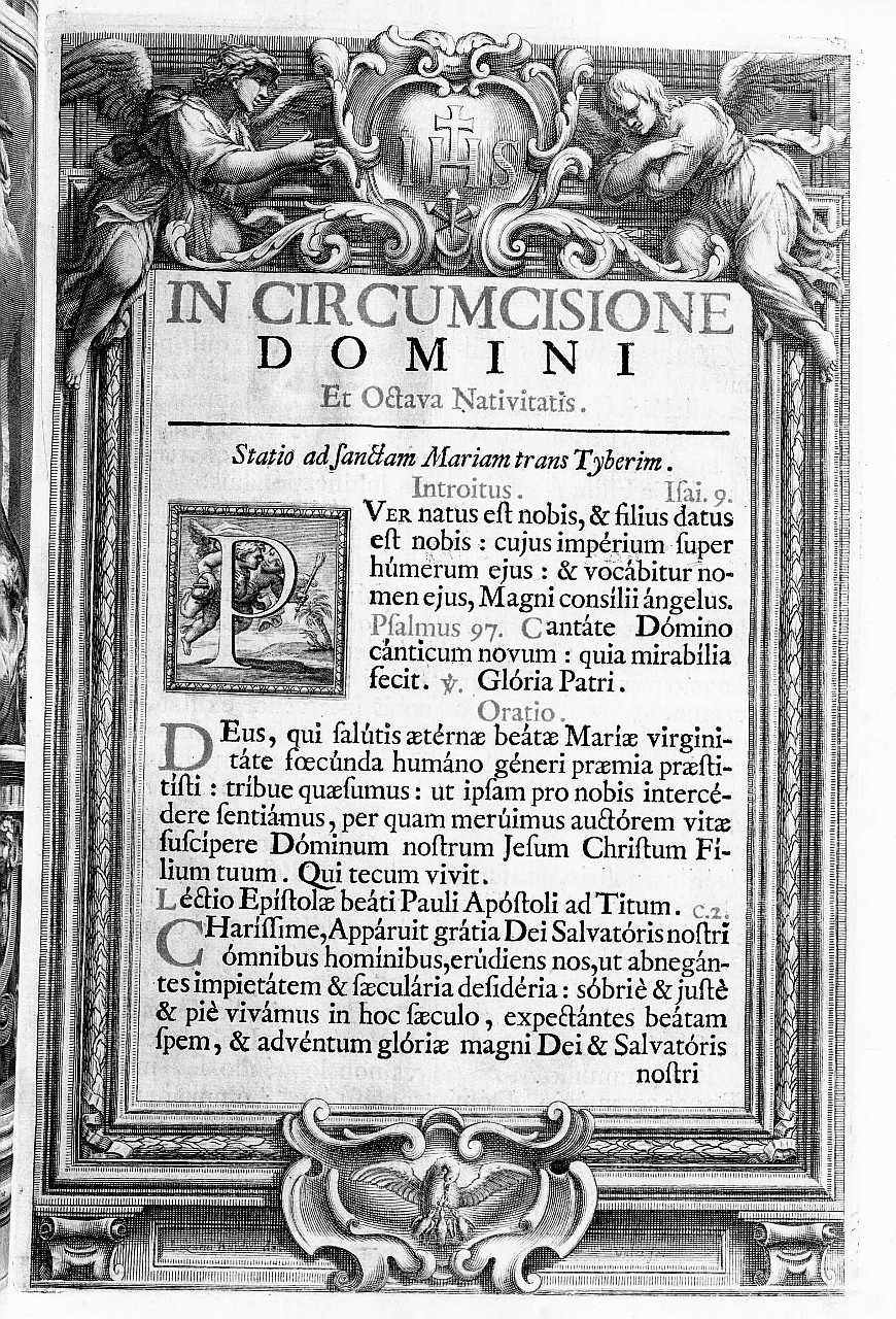 cornice architettonica con motivi decorativi e figure (stampa) di Baldi Lazzaro, Valet Guillaume (sec. XVII)