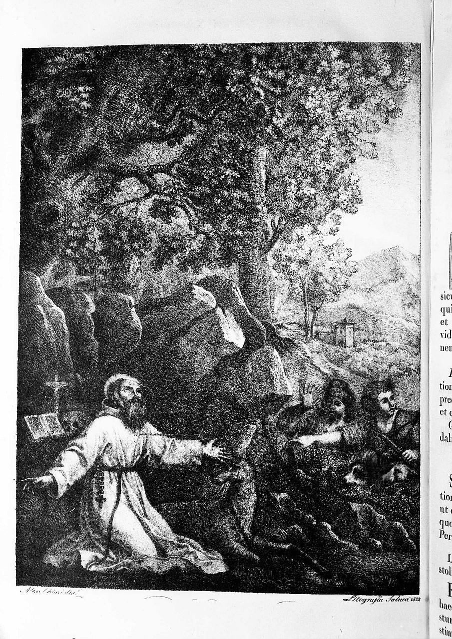 Sant'Egidio nella spelonca (stampa) di Chiari Alessandro (sec. XIX)