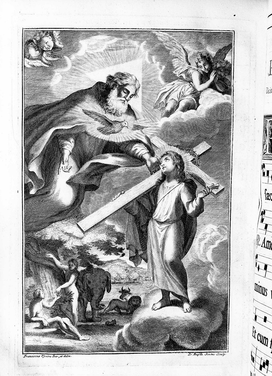 Trinità e i progenitori (stampa) di Sintes Giovanni Battista, Vieira Francisco detto Portuense (sec. XVII)