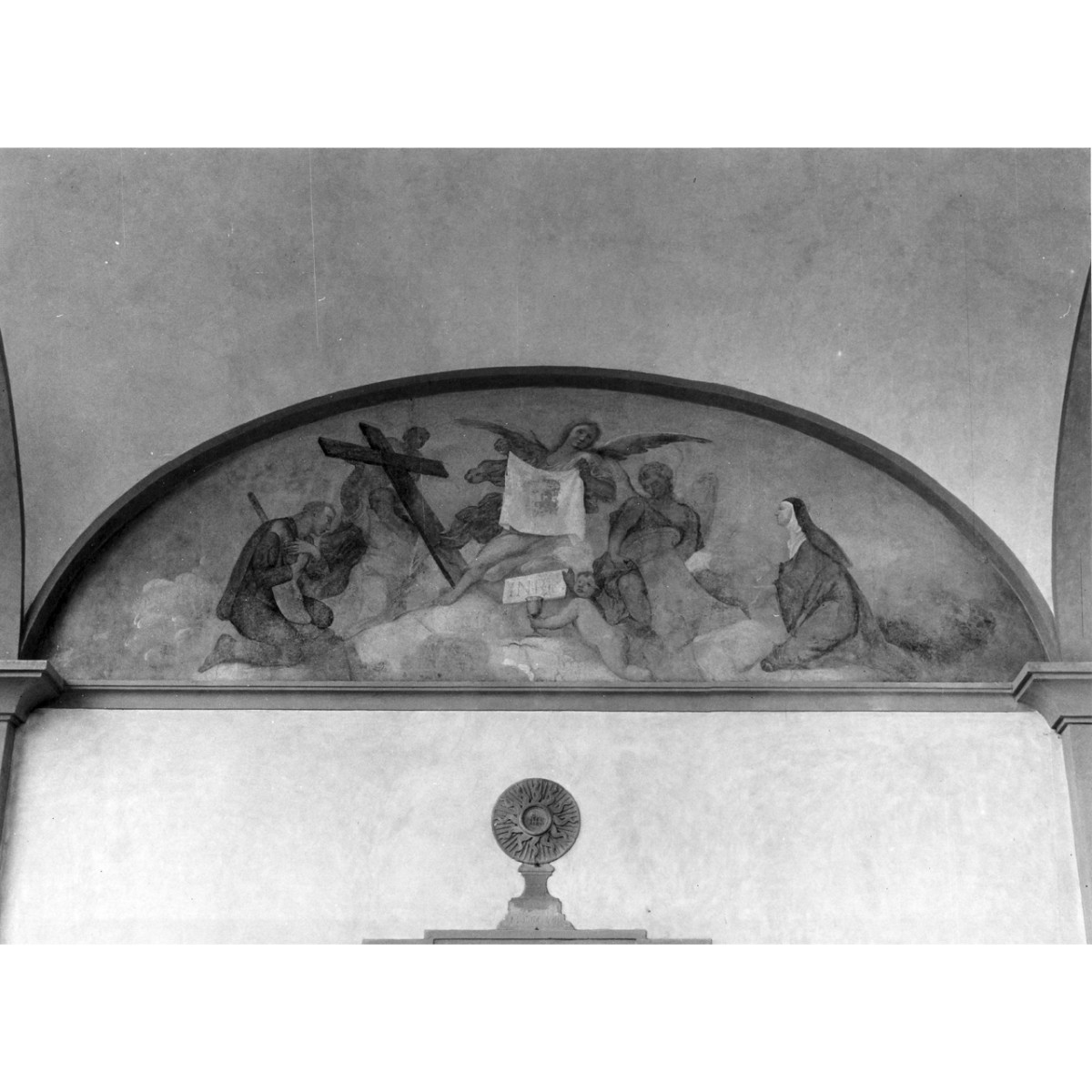 Sant'Isidoro e Santa Brigida venerano i simboli della Passione (dipinto murale) di Dandini Pietro (inizio sec. XVIII)
