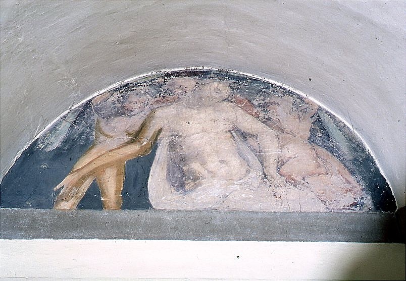 Cristo in pietà e angeli (dipinto murale) - ambito fiorentino (sec. XVI)