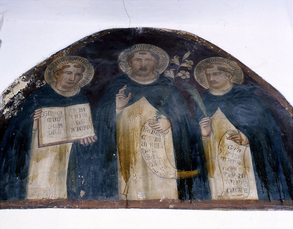 San Tommaso, San Domenico, San Pietro (dipinto murale) di Nelli Pietro (sec. XIV)