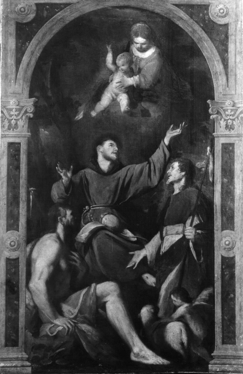 Madonna con Bambino in gloria e Santi (dipinto) di Stroiffi Ermanno (metà sec. XVII)