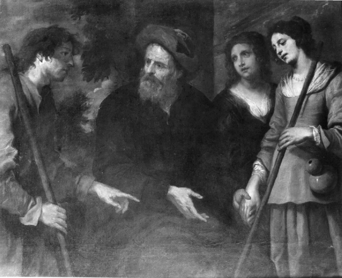 Giacobbe chiede in sposa Rachele a Labano (dipinto) di Ferrari Giovanni Andrea de (terzo quarto sec. XVII)