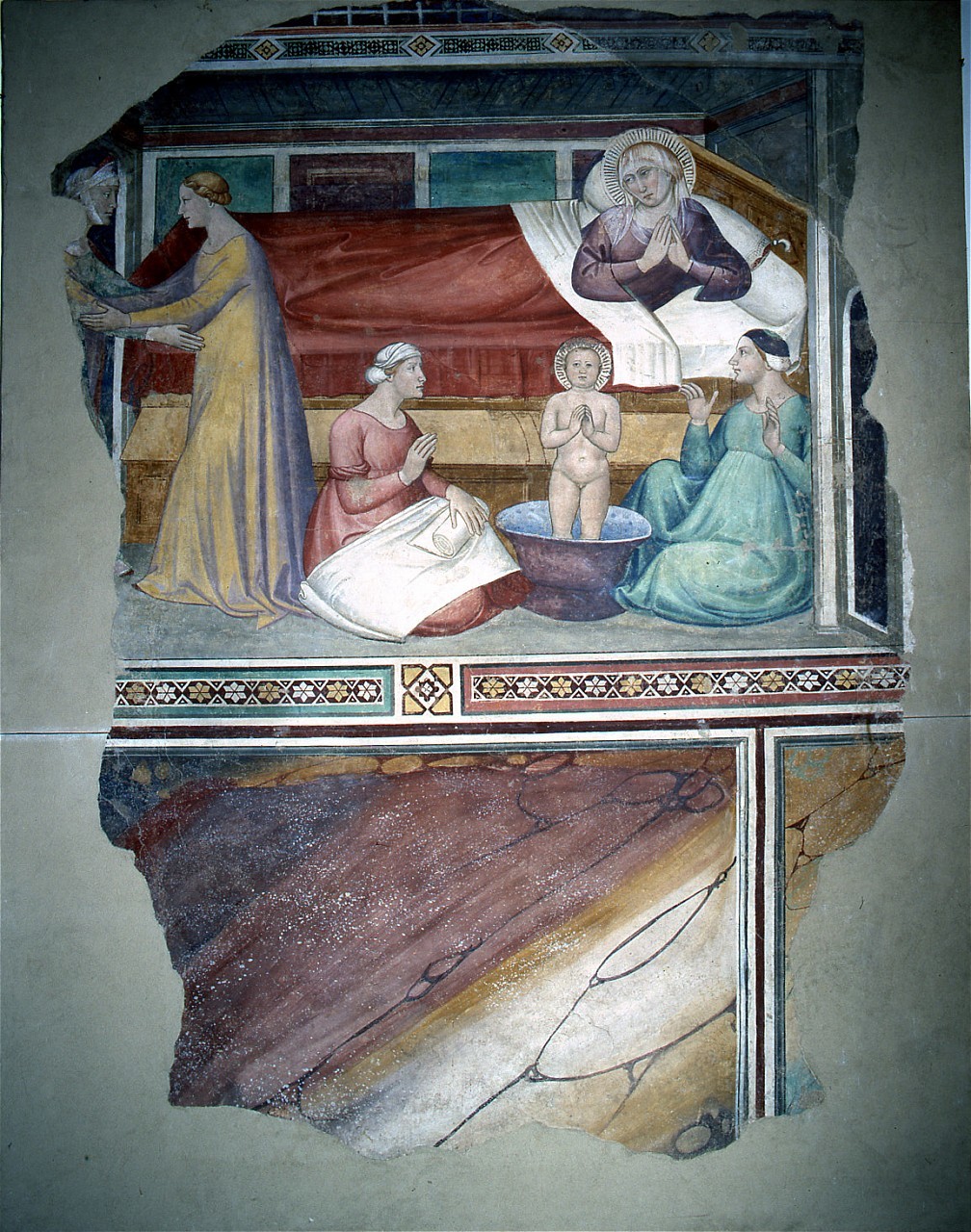 Nascita di San Nicola di Bari (dipinto murale) di Gerini NiccolÃ² di Pietro (sec. XIV)