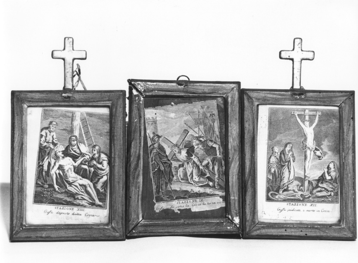 stazione XII: Gesù innalzato e morto in croce (stampa, serie) - ambito toscano (sec. XIX)