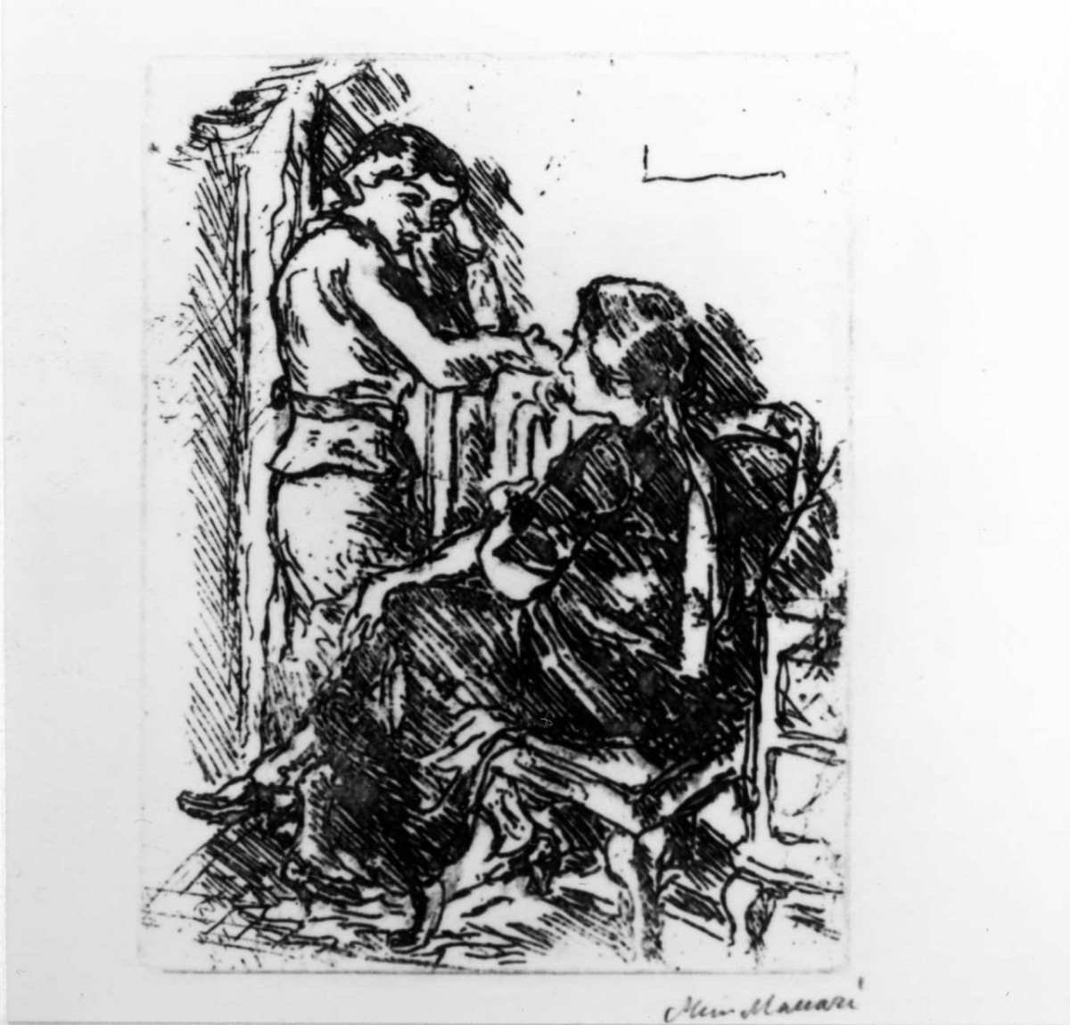 interno con due figure femminili (stampa) di Maccari Mino (sec. XX)