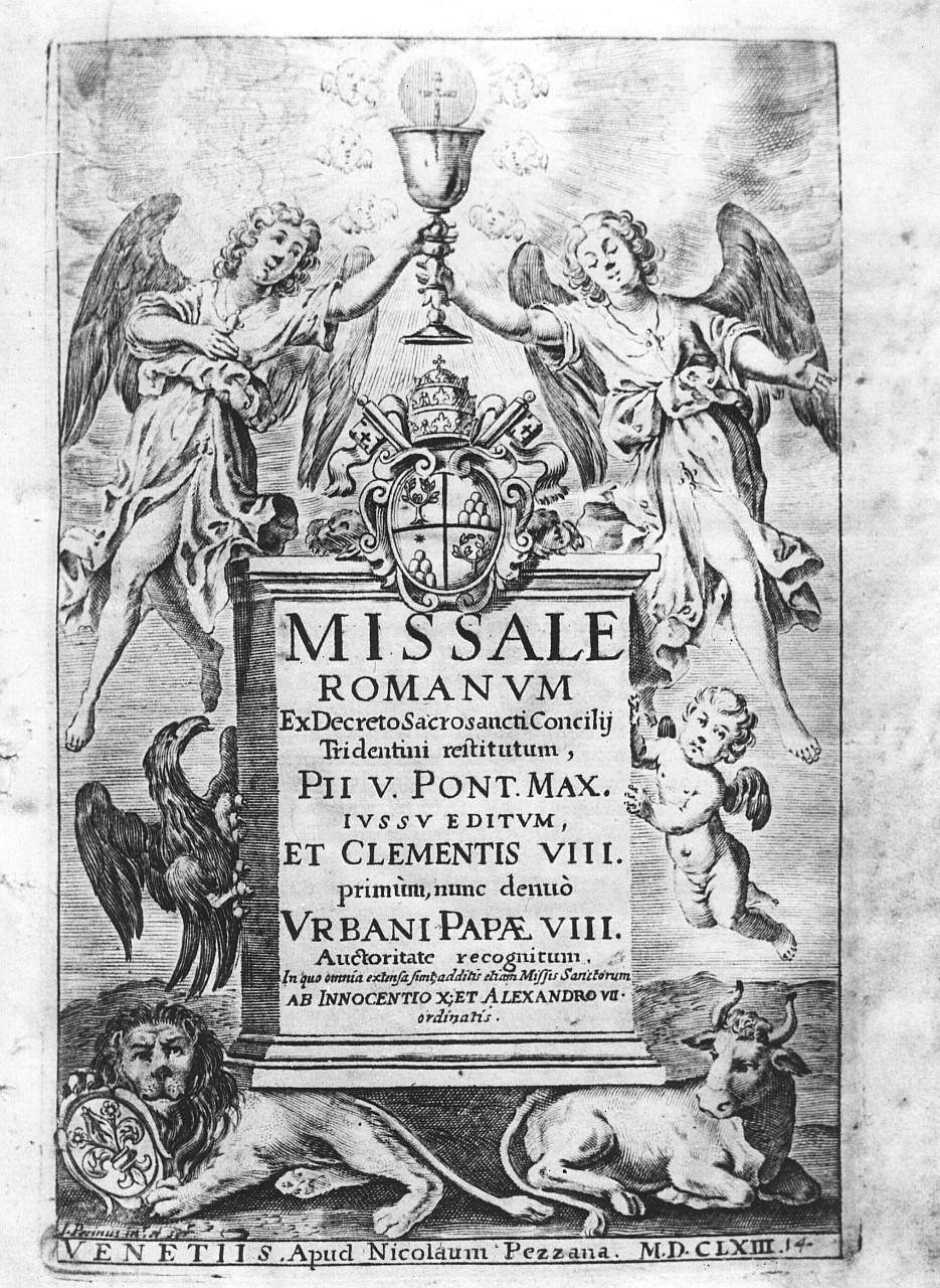 simboli dei quattro evangelisti e angeli (stampa) di Piccini Elisabetta detta Suor Isabella (terzo quarto sec. XVII)
